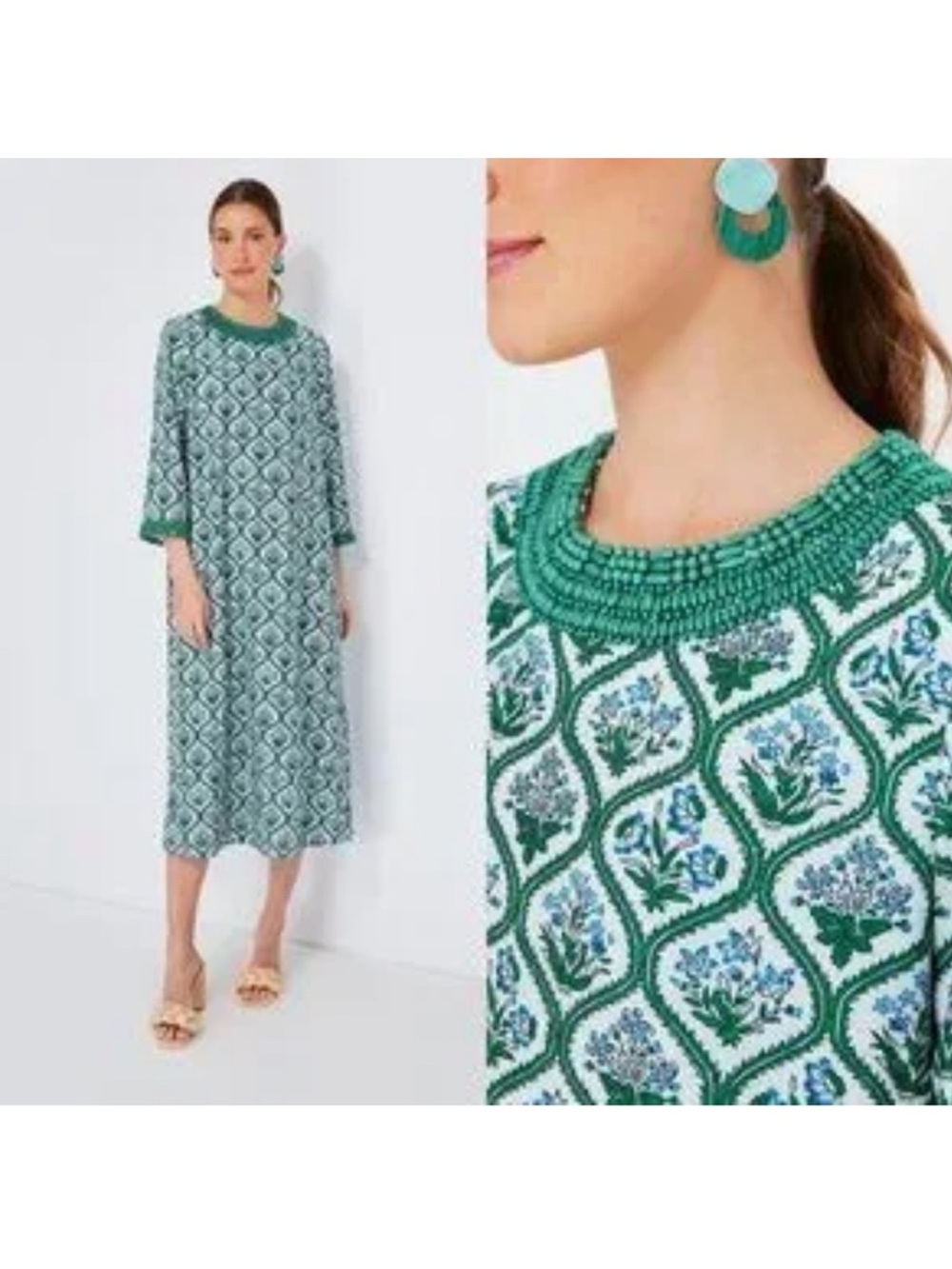 Tuckernuck women’s medallion hyacinth Beaded-Neck Midi Dress
